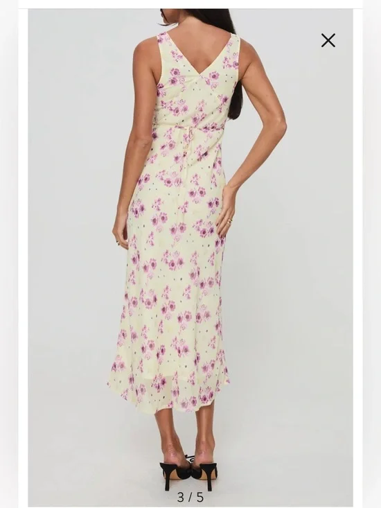 Princess Polly Nellie Floral Midi Dress Size US 0 Yellow Pink Floral - Picture 2 of 6